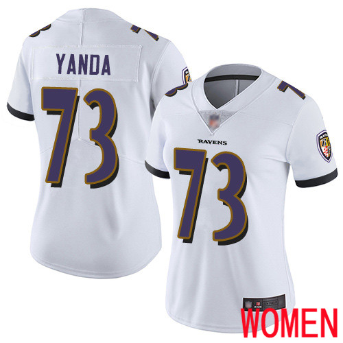 Baltimore Ravens Limited White Women Marshal Yanda Road Jersey NFL Football #73 Vapor Untouchable